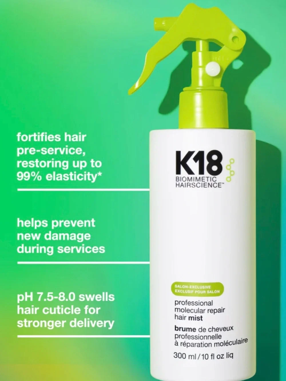 K18 Professional Leave-In Molecular Repair Hair Mist - 300 ml.